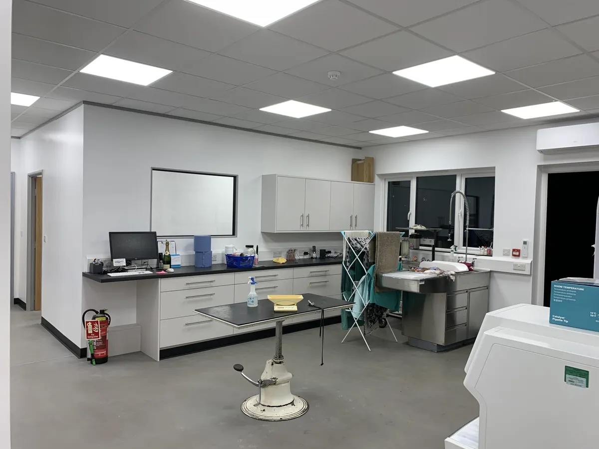 Finished vet prep room with LED panels