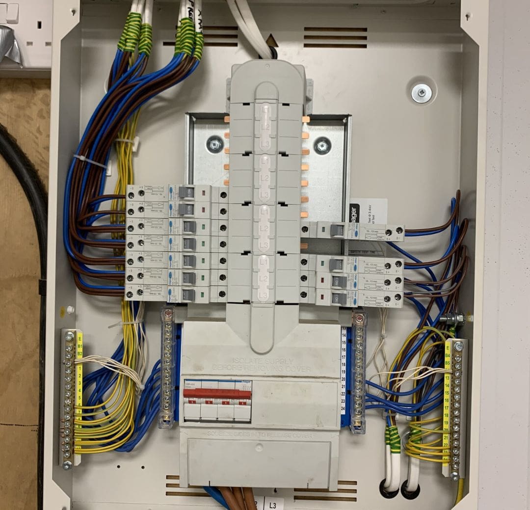 Upgraded consumer unit with labeled circuit breakers